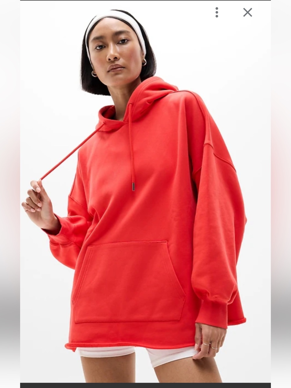 Athleta Terry Oversized Hoodie Breathable Premium-Weight Cotton Terry in Red XL